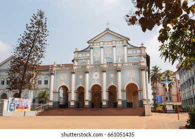 MANGALORE, INDIA - FEB 24: Building Of St. Aloysius Chapel In Old Rome Style, Build In 1878 By Jesuits On February 24, 2017. With Population Of 500,000, Mangalore Is Chief Port City Of Karnataka State