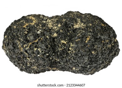 manganese nodule recovered in the Pacific from a depth of approximately  4000m between Hawaii and Mexico (Clarion-Clipperton-Area) isolated on white background
