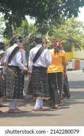 Manggarai traditional pattern woven clothes, weared by dancers.
