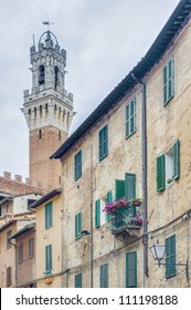 Mangia Tower As Seen From Giovanni Dupre Street In Siena, Tuscany Region, Italy