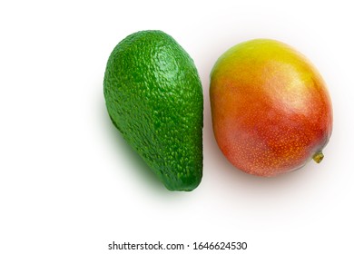 Mango And Avocado On A White Background