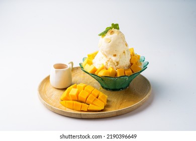 Mango Bingsu On White Background