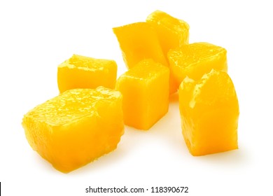 Mango Chunks On White Background