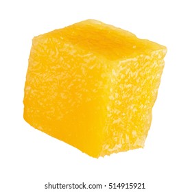 Mango Cube Slice Isolated On The White Background