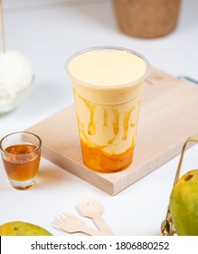 Mango Milk Shake With Ice Cream And Honey