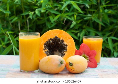 Mango And Papaya  And Juice