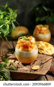 Mango Parfait With Mint Leaves