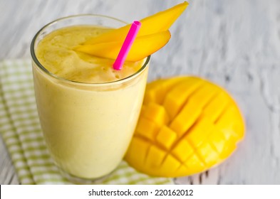 Mango Shake In A Glass Selective Focus