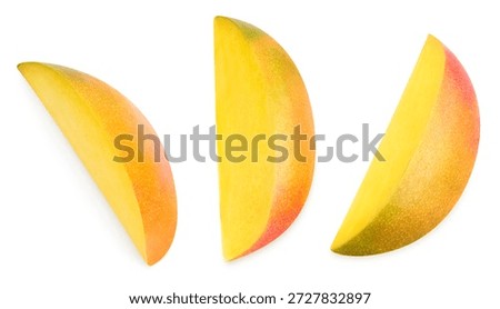 Mango slice clipping path. Mango isolated on white background