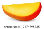 Mango slice isolated. Mango on white background. Sliced mango with clipping path. Full depth of field.