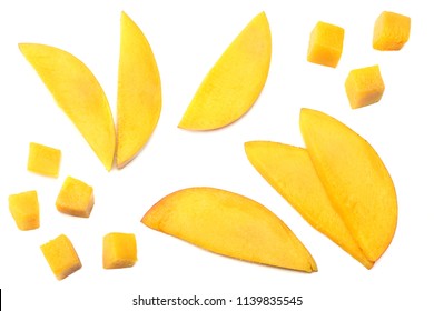 Mango Slice Isolated On White Background. Healthy Food. Top View