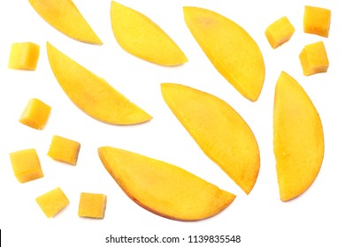 Mango Slice Isolated On White Background. Healthy Food. Top View