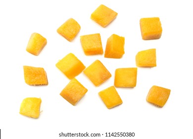 Mango Slice Isolated On White Background. Healthy Food. Top View