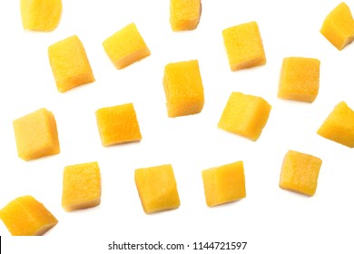 Mango Slice Isolated On White Background. Healthy Food. Top View