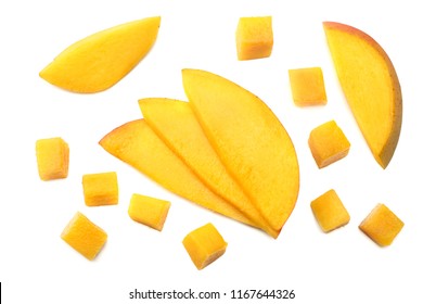 Mango Slice Isolated On White Background. Healthy Food. Top View