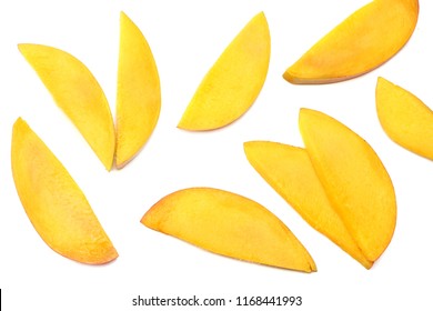 Mango Slice Isolated On White Background. Healthy Food. Top View