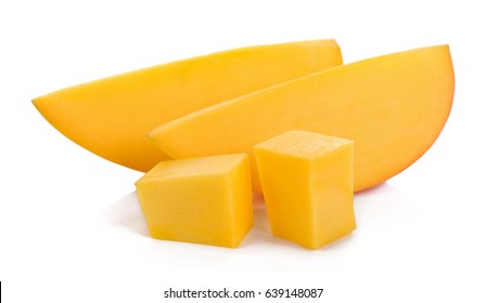 Mango slice isolated on white background . - Shutterstock ID 639148087