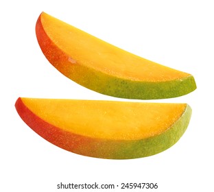 Mango Slices On White Background