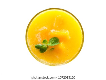 Mango smoothies, juice and Yellow fruit juice from the top view  isolated background  white background with clipping path.