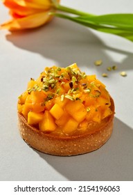 Mango Tart On Gray Background