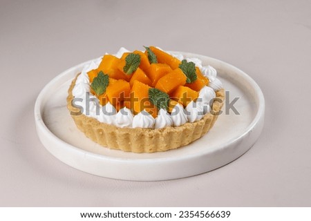 Mango Tart or Mango Pie on a Plate.