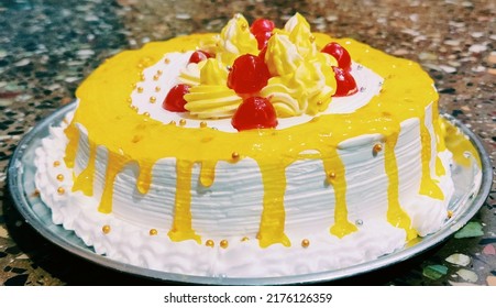 Mango Vanilla Cherry Cream Cake