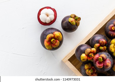 Mangosteen Fruit with top view.