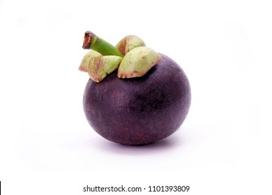 Mangosteen isolated on white background. Mangosteens, the famous delicious fruit from Thailand, In Asia it also known as The Queen of Fruits.
