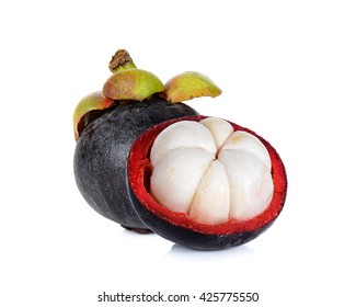 Mangosteen isolated on the white background .