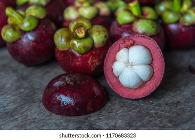 Mangosteen On A Wood Table Is A Queen Of Fruit In Thailand And Asia Fruit Have A Sweet Can Buy At Thai Street Food And Fruit Market