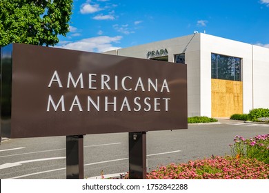 MANHASSET, NEW YORK - JUNE 7, 2020: Americana Manhasset Signage. Americana Manhasset Is An Upscale, Open-air Shopping Center Located In New York's Suburb