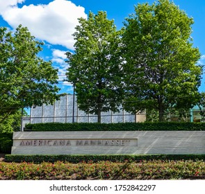 MANHASSET, NEW YORK - JUNE 7, 2020: Americana Manhasset Signage. Americana Manhasset Is An Upscale, Open-air Shopping Center Located In New York's Suburb