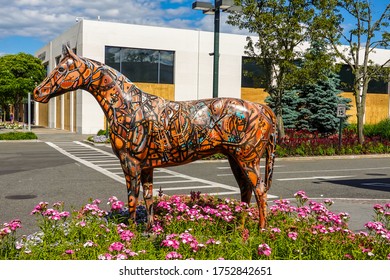 MANHASSET, NEW YORK - JUNE 7, 2020: Painted Horse At The Americana Manhasset. Americana Manhasset Is An Upscale, Open-air Shopping Center Located In Long Island, New York