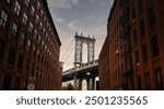 Manhattan Bridge between Manhattan and Brooklyn during sunset, NewYork city, New York, United States of America, USA