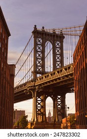 Manhattan Bridge At Brooklyn Street New York City US