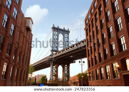 Manhattan Bridge New York NY NYC from Brooklyn USA