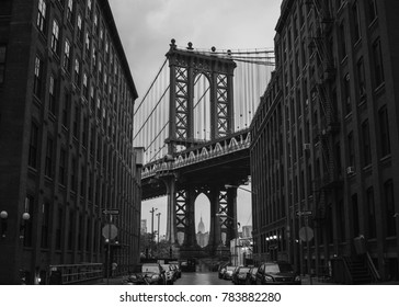 Manhattan bridge as seen from Brooklyn (New York City).