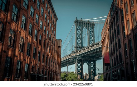 Manhattan Bridge Tower DUMBO, New York City USA - Shutterstock ID 2342260891