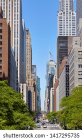 Manhattan Cityscape Along East 42nd Street, New York City, USA.