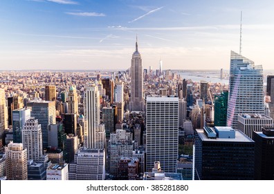 Manhattan cityscape with skyscrapers , New York City (top view)