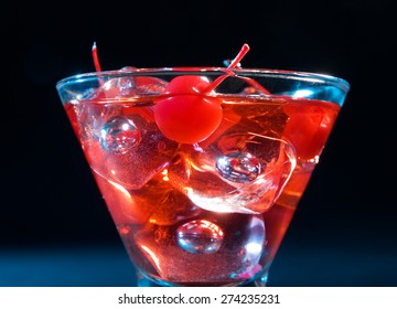 Manhattan Cocktail Isolated On Black Background