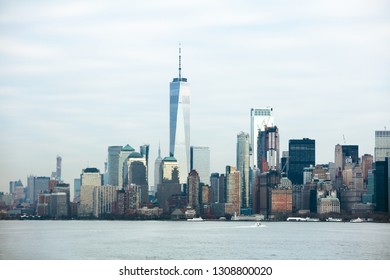 Manhattan Downtown With World Trade Center Over Hudson River - Shutterstock ID 1308800020