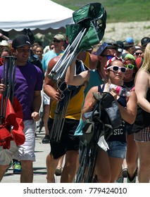 Manhattan, Kansas, USA, 27th June, 2015
Concert Goers Stampede Thru The Gate To Get Front Row Seating At The Annual Kicker Country Stampede Concert At The Tuttle Creek State Park
 