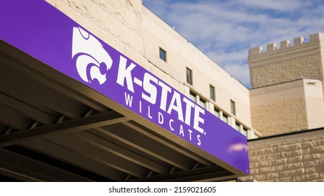 Manhattan, KS - May 21, 2022: Kansas State University (K-State) Wildcats' Logo At Football Stadium