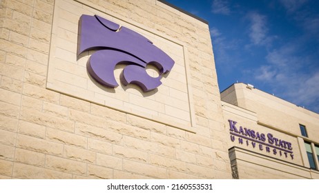 Manhattan, KS - May 21, 2022: Kansas State University (KSU) Wildcats' Logo On Football Stadium