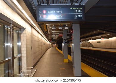 Manhattan, New York City, USA- May 17, 2022- The Cortlandt Street Subway Station at the World Trade Center or One World Trade Center.