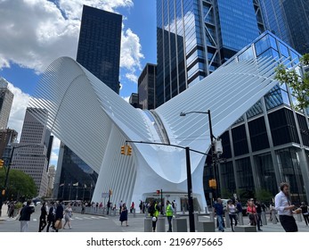 Manhattan, New York City, USA- May 17, 2022- The Oculus Or World Trade Center Oculus, A White, Unusually Structured Building That Was Constructed After The 9 11 Attack On The World Trade Center.