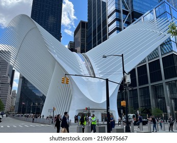 Manhattan, New York City, USA- May 17, 2022- The Oculus Or World Trade Center Oculus, A White, Unusually Structured Building That Was Constructed After The 9 11 Attack On The World Trade Center.