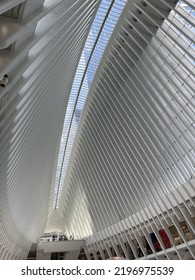 Manhattan, New York City, USA-May 17, 2022- Inside The Oculus Or World Trade Center C, A White, Unusually Structured Building That Was Constructed After The 9-11 Attack On The World Trade Center.