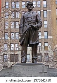 MANHATTAN, NEW YORK - FEBRUARY 24, 2018: An Outdoor Bronze Sculpture Depicting Admiral David Glasgow Farragut Installed At Madison Square Park In Manhattan.